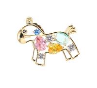 Garneck Colorful Crystal Mini Horse Brooch Pin with Brass Finish Elegant Cartoon Lapel Pin for Delicate Fabrics Versatile Bag and Scarf Accessory for Holiday and Wedding Outfits Zodiac