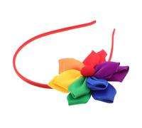 Garneck Colorful Rainbow Flower Headband for Women Soft Double Ribbon Hairband with Vibrant Floral Accents Comfortable Boho Headdress for Festivals Parties and Special Occasions