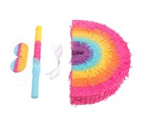 Garneck Colorful Rainbow Pinata with Sticks and Blindfold Boho Mexican Party Supplies Vibrant Birthday and Carnival Decoration Interactive Fiesta Game Centerpiece for Celebrations