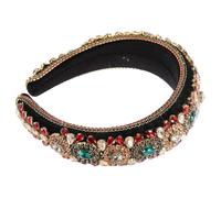 Garneck Colorful Rhinestone Hairband Women Wide Headband Baroque Style Festival Hair Accessory Decorative Headdress