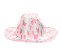 Garneck Cow Printed Pink Cowgirl Hat Unisex Cowboy Hat for Halloween Birthday Bachelorette Party Cosplay Durable Skin Friendly Dress Up Accessory