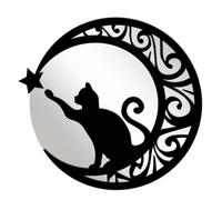 Garneck Creative Acrylic Mirror Wall Stickers with Moon and Cat Design Decals for Bedroom Living Smooth Edges Elegant Home Decor for Party and Everyday Use