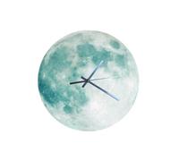 Garneck Creative Acrylic Wall Clock with Earth Moon Noctilucent Design Silent Hanging Clock for Living Bedroom Office Home Decor Light Green