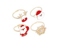 Garneck Creative Christmas Elk Rings Alloy Cartoon Finger Accessories with Cute Snowflake and Santa Designs Chic Holiday Party Jewelry for Women and Festive Decoration