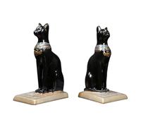 Garneck Creative Egyptian Cat God Resin Bookends, Fortune Ornament Book Stand for Home Office, 2pcs Decorative Sculpture for Study Desk Organizer