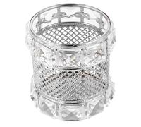 Garneck Creative Silver Desktop Organizer for Makeup Brushes and Pens, Crystal and Metal Cosmetic Box with Handy Pen Storage, for Living Room and End Table Use