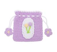Garneck Crochet Mini Coin Purse Drawstring Change Bag Handwoven Small Pouch Women’s Travel Wallet Tulip Design