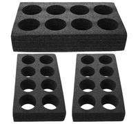 Garneck Cup Carrier Trays for Hot Drinks or Cold Beverage Packing 3pcs Black Polyethylene Foamed Cotton 8-cup Capacity Portable Drink Carrier Tray for Restaurant and Coffee Shop Use