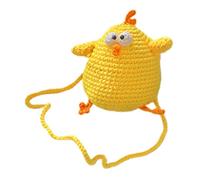 Garneck Cute Cartoon Chicken Coin Pouch for Lightweight Woven Crossbody Shoulder Bag Compact Mini Purse for Handmade Crochet Design Gift