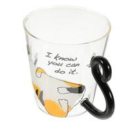Garneck Cute Cat Glass Mug with Handle for Home Office Transparent Tea Cup Coffee and Milk Glass Cup Cartoon Style Cat Lovers