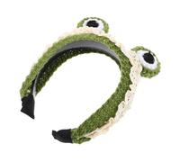 Garneck Cute Frog Headband for Cartoon Animal Hairband with Big Eyes Ruffle Trim Non Slip Design for Washing Face Spa Skincare Makeup Adorable Knit Hair Accessory for Women