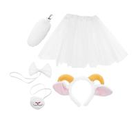 Garneck Cute Lamb Ears Headband for Plush Sheep Horns Cosplay Costume Accessory with Tail and Bow Tie Skirt Soft Animal Headdress for Party Holiday School Plays and Themed Photoshoots