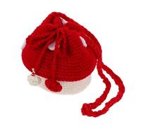Garneck Cute Mushroom Mini Bag Knitted Crossbody Shoulder Purse for Women and Small Red Princess Handwoven Handbag for Summer Travel School and Shopping