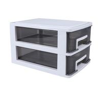 Garneck Desktop Drawer Organizer Stackable Plastic Drawer Unit Plastic Storage File Cabinet Drawer Storage Box Shelf for Office Bedroom 2 Tier