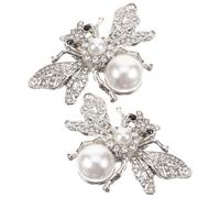 Garneck Detachable Bee Shape Shoe Clips in White Zinc Alloy for Quick Decoration Cute and Fashionable Shoe Accessories for Wedding and Prom