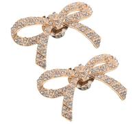 Garneck Detachable Rhinestone Bowknot Shoe Clips Sparkling Golden Bow Buckles Alloy Charm Accessories for Women Party Prom Stylish Shoe Decoration