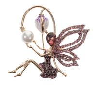 Garneck Diamond Flower Fairy Brooch Alloy Brooch Pin Decorative Collar Button for Women Clothing Pin Random Color