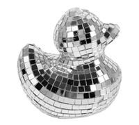 Garneck Disco Mirror Duck Ornament Creative Glass Duck Figurine for Home Decor Unique Centerpiece for Weddings Parties and Festivals Reflective Ball Decoration Silver Finish