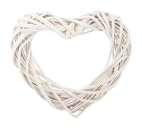 Garneck Diy Rattan Heart Wreath, White Grapevine Garland Wreath Wicker Twig Natural Vine Garland Frame for Wedding Valentines Day Decoration 20cm