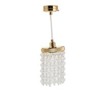 Garneck Dollhouse Chandelier: 1/12 Scale Beaded Hanging Lamp - Led Battery Operated Ceiling Light for Mini House Decoration - Premium Furniture Model Accessory Present For Kids