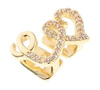 Garneck Double Heart Rhinestone Teeth Grill Comfortable Copper Tooth Caps for Men and Women Eye Catching Shine for Parties and Daily Wear Radiant Sparkle Accessory