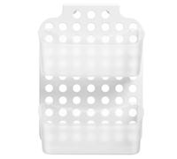 Garneck Double-layer Punch-free Wall Mounted Shower Storage Basket with Drainage Holes, White Bathroom Sundry Rack inside Shower and Toilet Storage Organizer