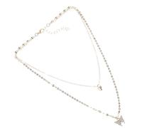 Garneck Double Layered Butterfly Necklace with Rhinestone Pendant Metal Collarbone Chain Jewelry for Women Fashionable Skin Friendly Neck Jewelry for Parties and Daily Wear