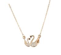 Garneck Double Swan Pendant Necklace Elegant Alloy Neck Decor Lightweight Fashion Jewelry for Women Party Daily Wear gift for for for for for for