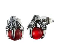 Garneck Dragon Claw Glass Bead Ear Studs for Women Red Stone Stainless Steel Fashion Accessory Unique Charming Earrings for Stylish Casual Office Wear
