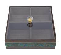 Garneck Dry Fruit and Snack Storage Box with Lid, Wood Four-Compartment Tray, Reusable Party Appetizer Platter for Chinese New Year and Christmas, Decorative Divided Candy and Nut Serving