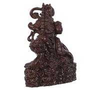 Garneck Ebony Guan Gong Figurine Hand-carved God of Wealth Sculpture Riding Tiger Feng Shui Cai Shen Fortune Statue for Lunar Year Asian Home Decor Prosperity