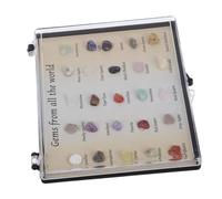 Garneck Educational Rock and Mineral Kit with Specimens Portable Mini Display Box Acrylic Hardwearing Gemstone Collection for Geology Learning and Stem Science