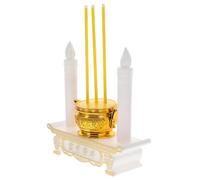 Garneck Electronic Buddha Incense Burner LED Censer with Flickering Flame Light Battery Operated for Home Worship Buddhist Hall Decoration Memorial Ritual Supplies