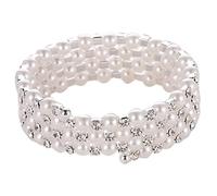 Garneck Elegant Pearl Bridal Bangle Bracelet Jewelry Stretchy Four Spiral Wrist Accessory for Women Fit Chic Design for Weddings and Special Occasions