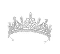 Garneck Elegant Pearl Wedding Tiara with Rhinestones Bridal Crown Headband Delicate Hair Jewelry for Brides Classic Drop Shaped Design Wedding Accessory for Bride Hair Decoration