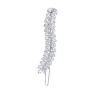 Garneck Elegant Silver Leaf Design Hair Clip with Zircon Crystals, Lightweight and Easy to Attach Hair Accessory, for Everyday and Party Hairstyles