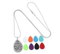 Garneck Elegant Stainless Steel Aroma Pendant Necklace Hollow Teardrop Essential Oil Diffuser Jewelry for Women Portable Aromatherapy Necklace with Chain Stylish Scented Neck Chain