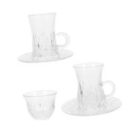 Garneck European Gourd-Shaped Glass Coffee Cup Set Small Turkish Tea Cups for Hot Drinks Elegant Transparent Tableware for Latte and Black Tea Enjoyment