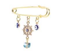 Garneck Evil Eye Brooch Pin with Dangle Charm for Shawl Scarf Cardigan Retro Lapel Pin Accessory for Women and Men Decorative Jewelry for Parties Weddings and Business Events