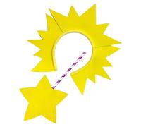 Garneck Fairy Costume Accessories Set Star Wand Short Version and Sun Festival Headband 2pcs for Women Party Dress Up and Halloween Role Play