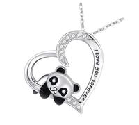 Garneck Fashion Panda Heart-shaped Pendant Necklace with Rhinestone Alloy Charm Elegant Neck Jewelry for Women Gift for Mothers Daughters Wives Suitable for Parties and Holiday Dinners