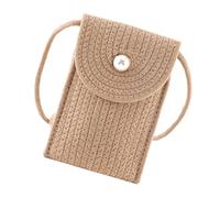 Garneck Fashionable Khaki Mini Crossbody Phone Bag for Women Woven Shoulder Purse with Spacious Compartments for Cards Cash Mirror Stylish Daily Travel Work Accessory