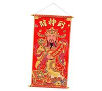 Garneck Feng Shui God of Wealth Hanging Decoration Chinese Style Prosperity Picture for Living Room Year Gift with Vivid Cloth Painting