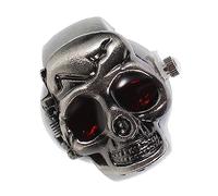 Garneck Flipping Electronic Ring Watch Retro Ghost Head Design Black Men’s Vintage Finger Jewelry Accessory Suitable for Daily Wear