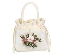 Garneck Floral Drawstring Clutch Bag Small Evening Handbag with Handle for Women Lightweight Ladies Purse with Secure Closure Elegant Floral Pattern for Formal Events and Tea Parties