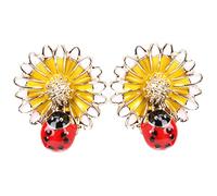 Garneck Floral Earrings for Women Daisy Flower Studs Earring Charm Dangling Ladybug Studs