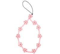 Garneck Flower Bead Phone Charm Wrist Strap for Phone Case Comfortable Hand Feeling Use Wood Plastic Lively and Lovely Style Pink Everyday Accessories