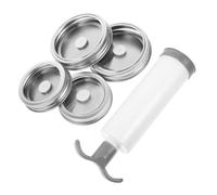 Garneck Food Grade Stainless Steel Jar Vacuum Sealer Kit with Pump Airtight Preservation Lids for Wide Mouth Mason Jars Extends Freshness and Shelf Life for Home Canning and Food Storage