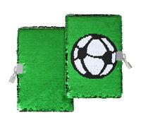 Garneck Football Sequin Journal Notebook with Lock And Key, Soccer Diary for Boys And Girls, Writing Planner Organizer, Secret Notebook for Kids, 8. 26 X 5. 51 Inch Green