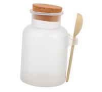 Garneck Frosted Refillable Storage Jar with Wooden Spoon and Cork Lid Sealed Sub-packaging Bottle for Cosmetic Talcum Holder for Travel and Daily Use